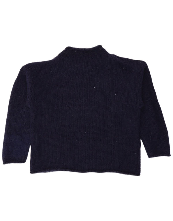 Pulover vintage cu gât țestoasă pentru femei UK 14 Fair Isle, albastru mare, mare