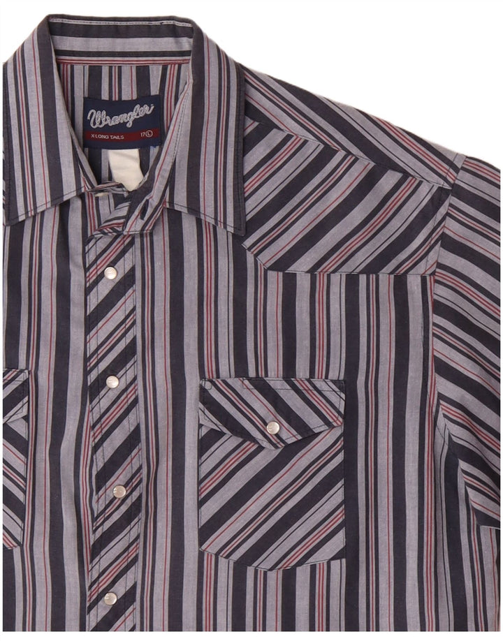 Cămașă cu mânecă scurtă pentru bărbați Wrangler Mărimea 17 XL cu dungi albastre