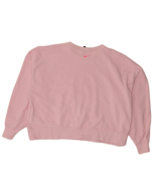 Nike Womens Oversized Crop Graphic Sweatshirt Jumper UK 18 XL Pink Cotton