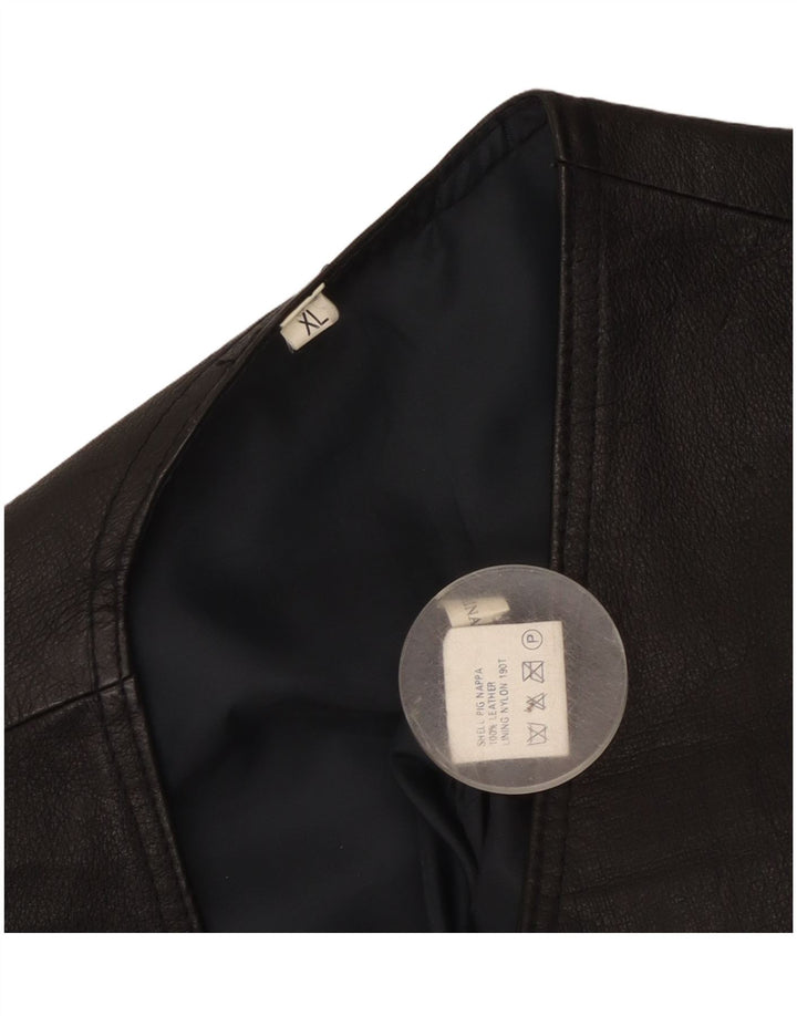 Vestă din piele vintage pentru bărbați XL din piele neagră