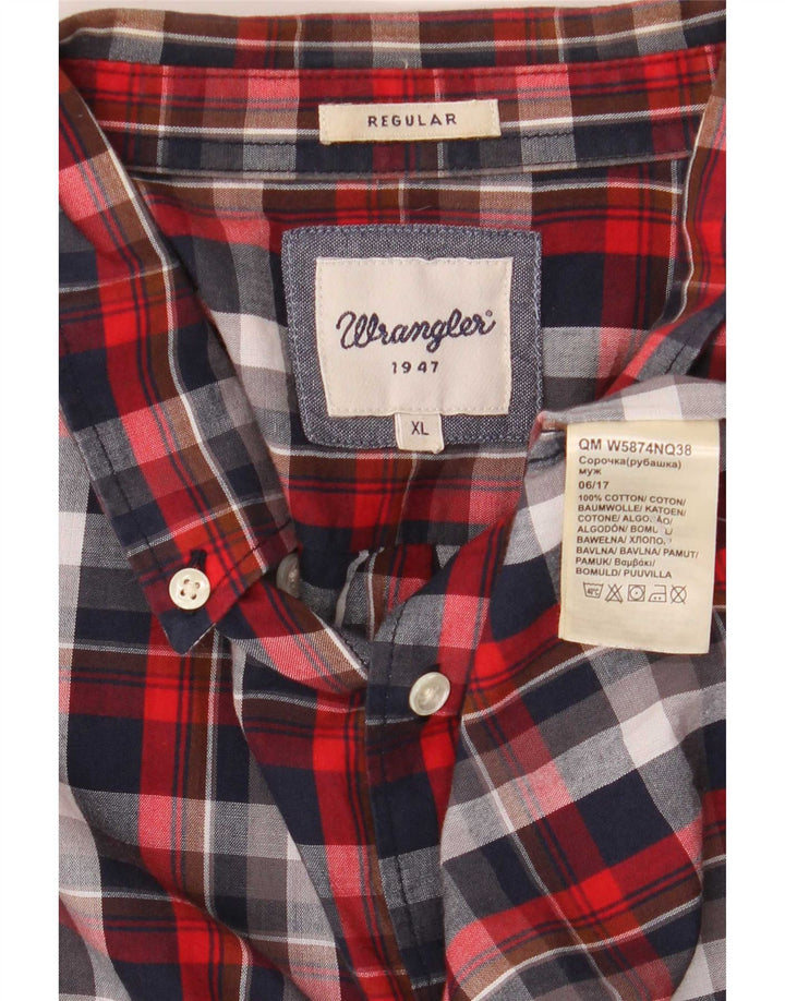 Cămașă de flanel pentru bărbați Wrangler XL, bumbac carouri roșu