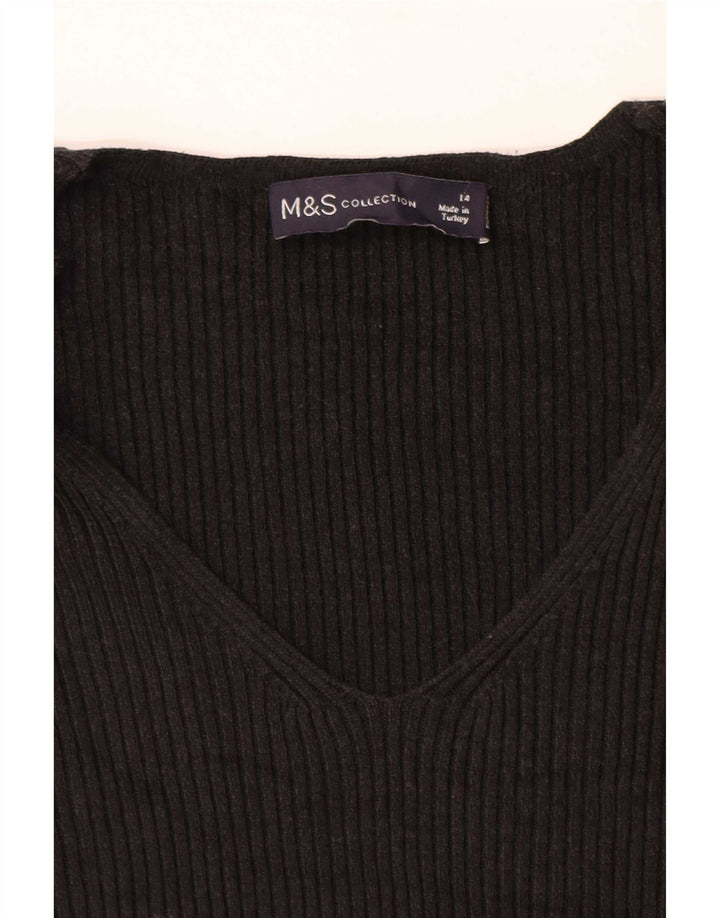 Pulover cu decolteu în V pentru femei Marks & Spencer UK 14 Medium Negru