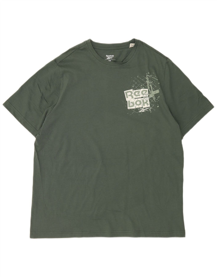 Tricou grafic pentru bărbați Reebok Top din bumbac verde mediu