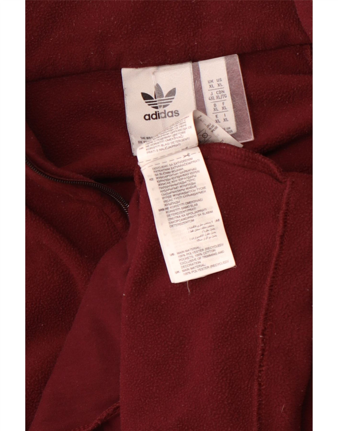 Pulover ADIDAS pentru bărbați, cu grafică, cu fermoar și gât, din lână, XL, poliester burgundă