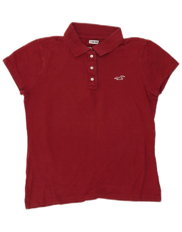 Tricou polo Hollister pentru femei UK 10 Small Burgundy