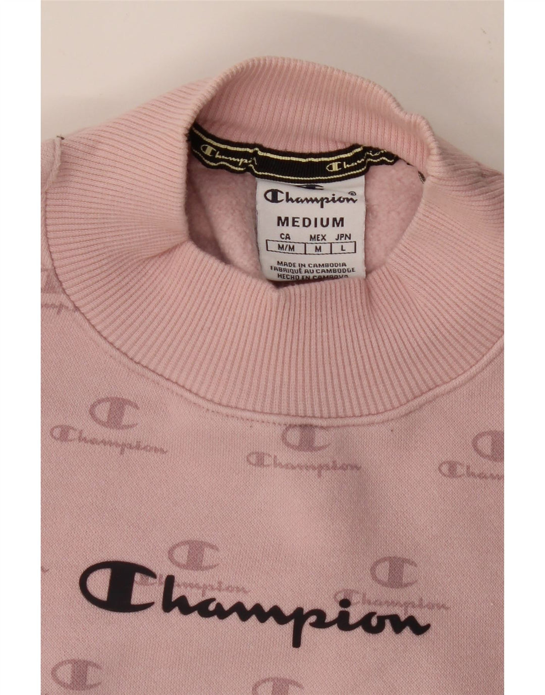 CHAMPION Womens Graphic Sweatshirt Jumper UK 14 Medium Pink Vintage Champion and Second-Hand Champion from Messina Hembry 