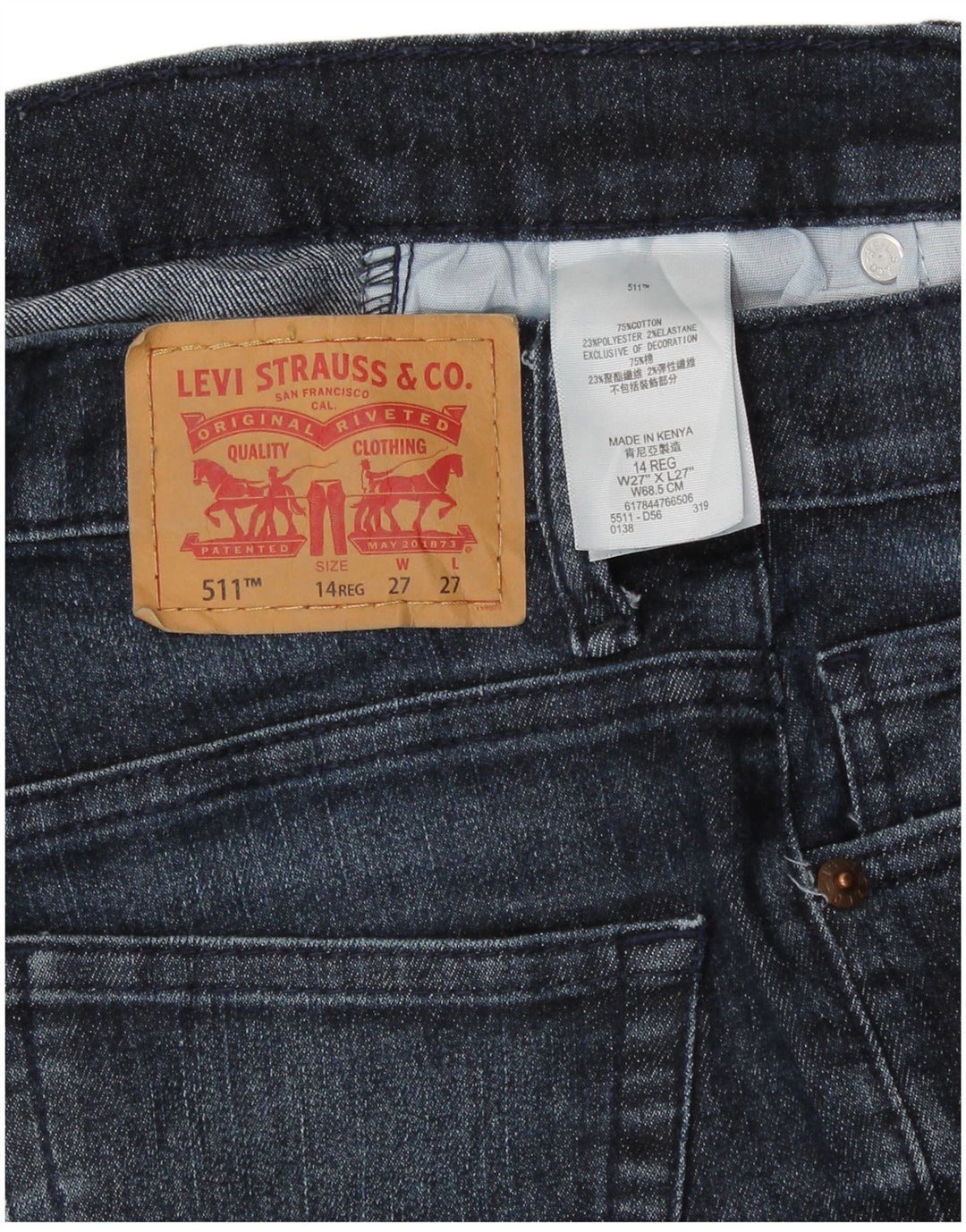 LEVI'S Blugi 511 Slim pentru fete 13-14 ani L27 L27 Bumbac albastru