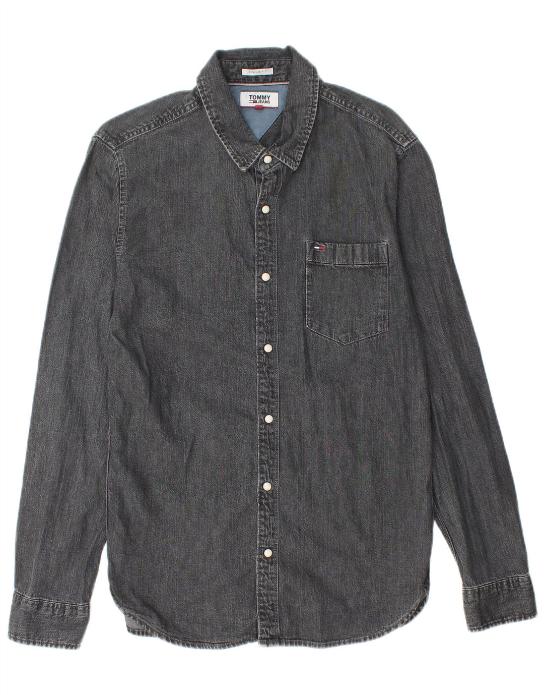 Cămașă de denim pentru bărbați Tommy Hilfiger, cu croială normală, din bumbac gri mic
