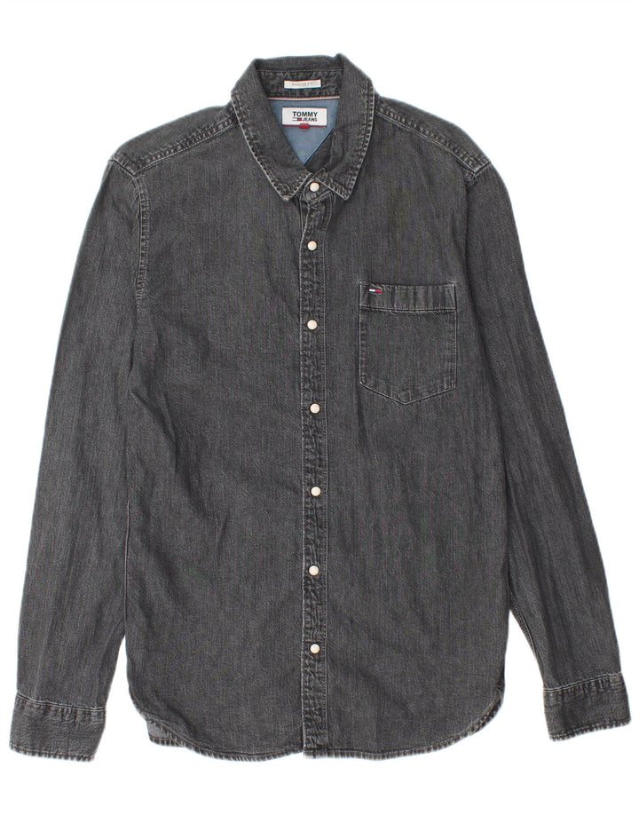 Cămașă de denim pentru bărbați Tommy Hilfiger, cu croială normală, din bumbac gri mic