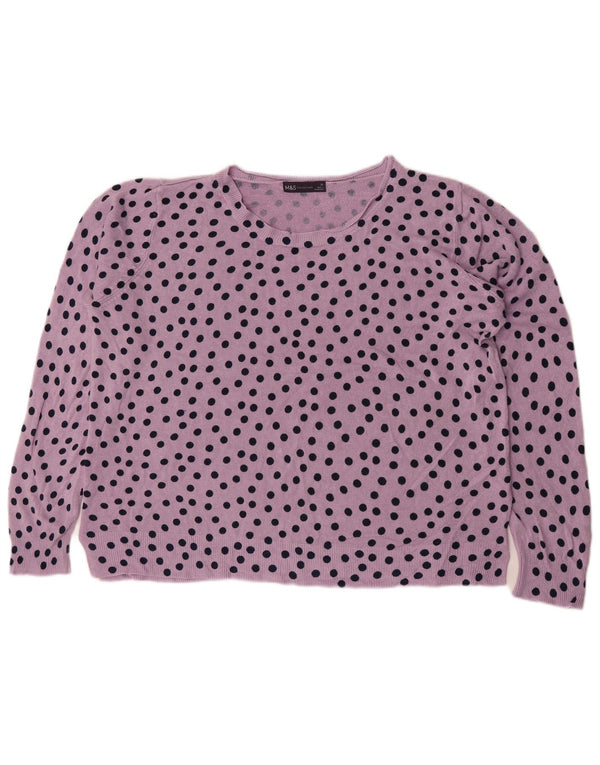 Marks & Spencer Womens Boat Neck Jumper Sweater UK 20 2XL Purple Polka Dot