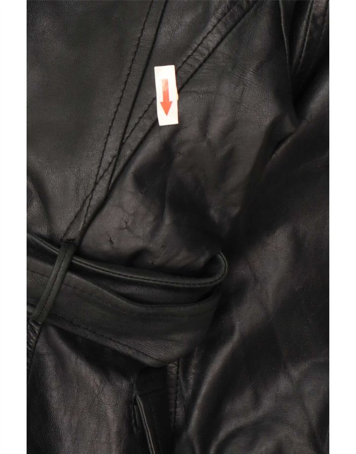Palton din piele vintage pentru femei UK 10 mic negru