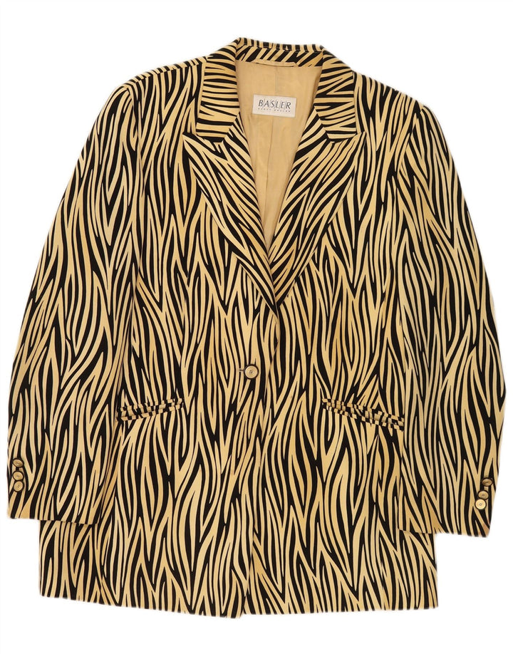 Jachetă Blazer pentru femei Basler, cu 1 nasture, UK 14, galben mediu, imprimeu animal