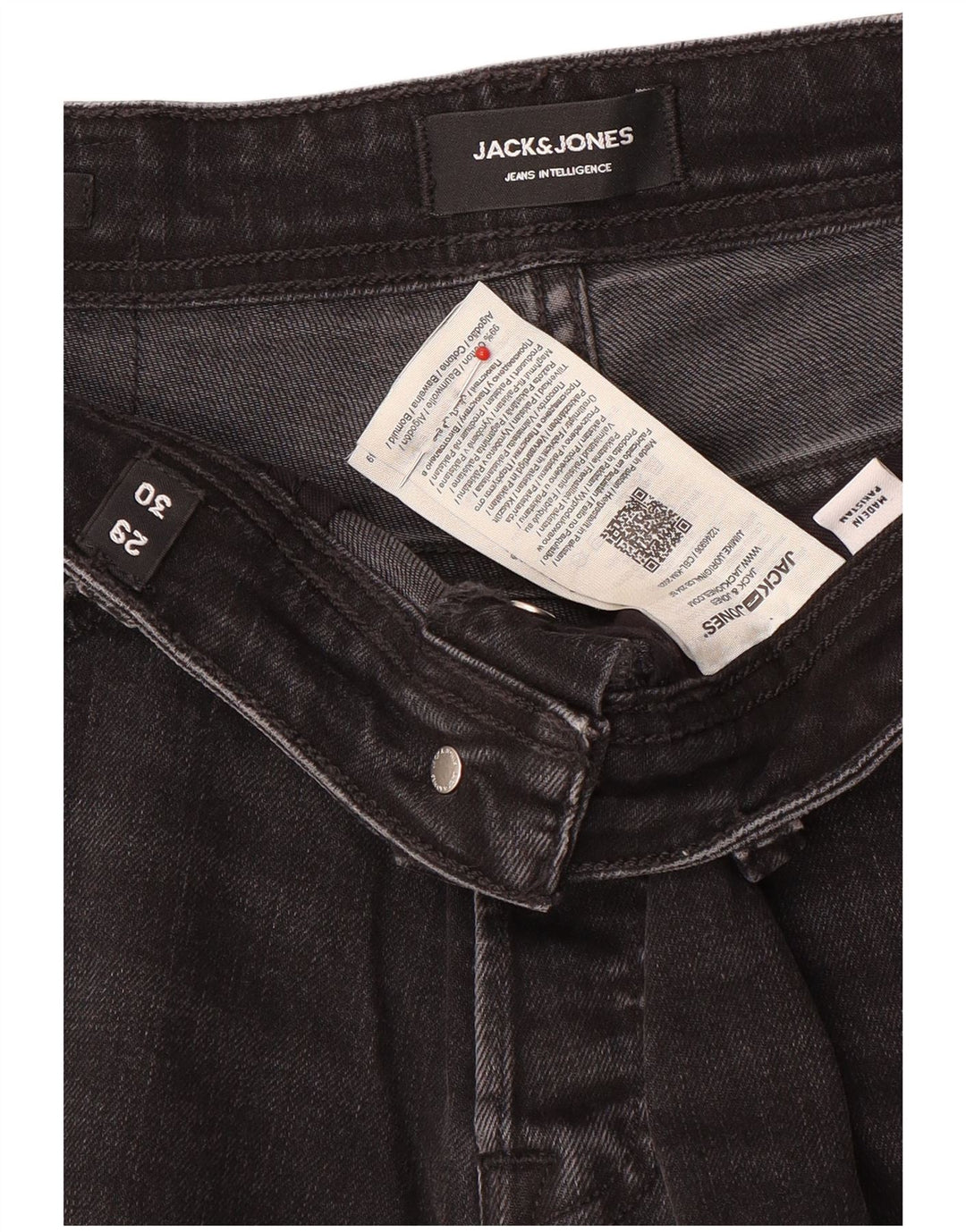 Blugi slim pentru bărbați Jack & Jones Distressed W29 L30 bumbac negru