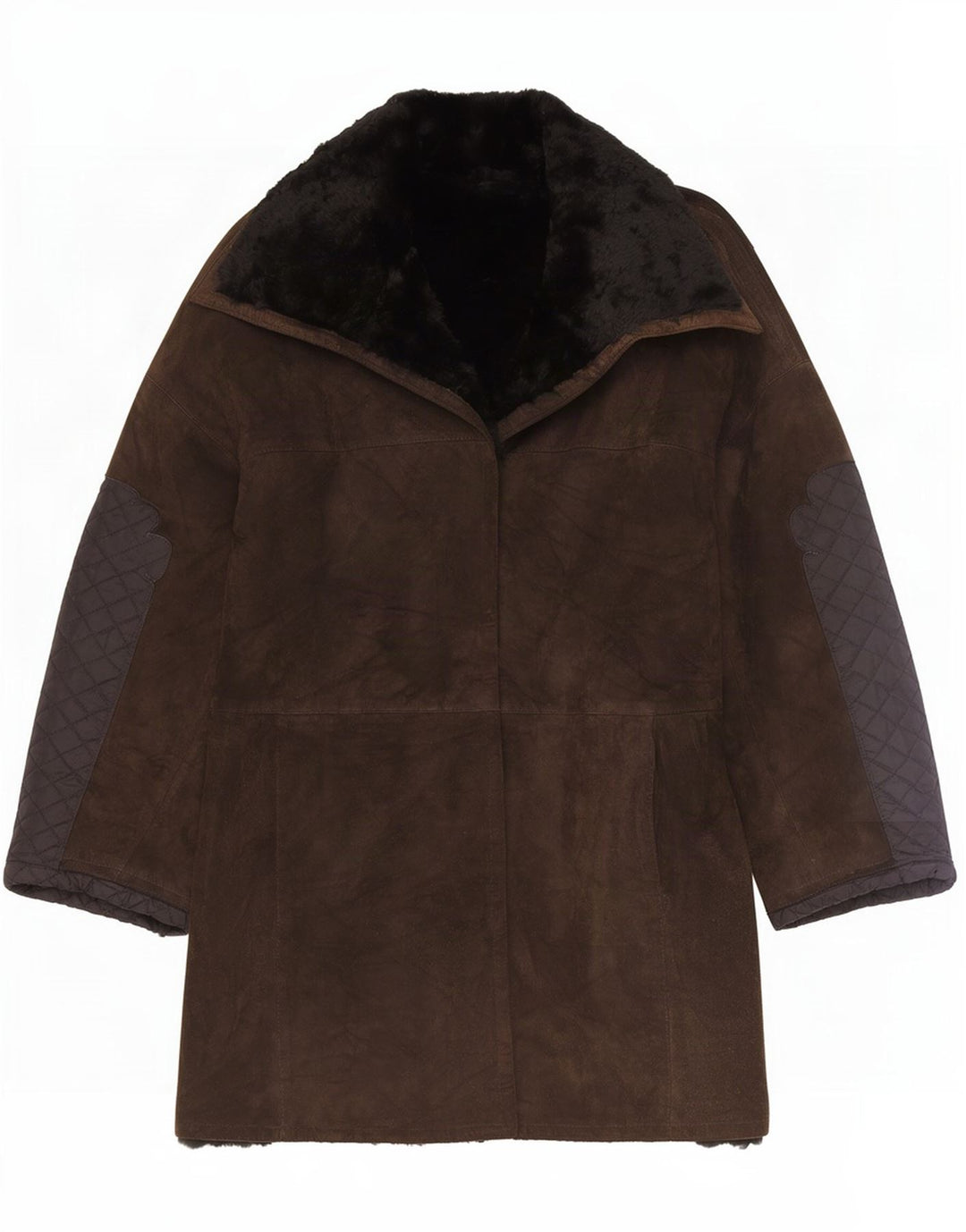 Jachetă din shearling deschisă vintage pentru femei UK 12 maro mediu