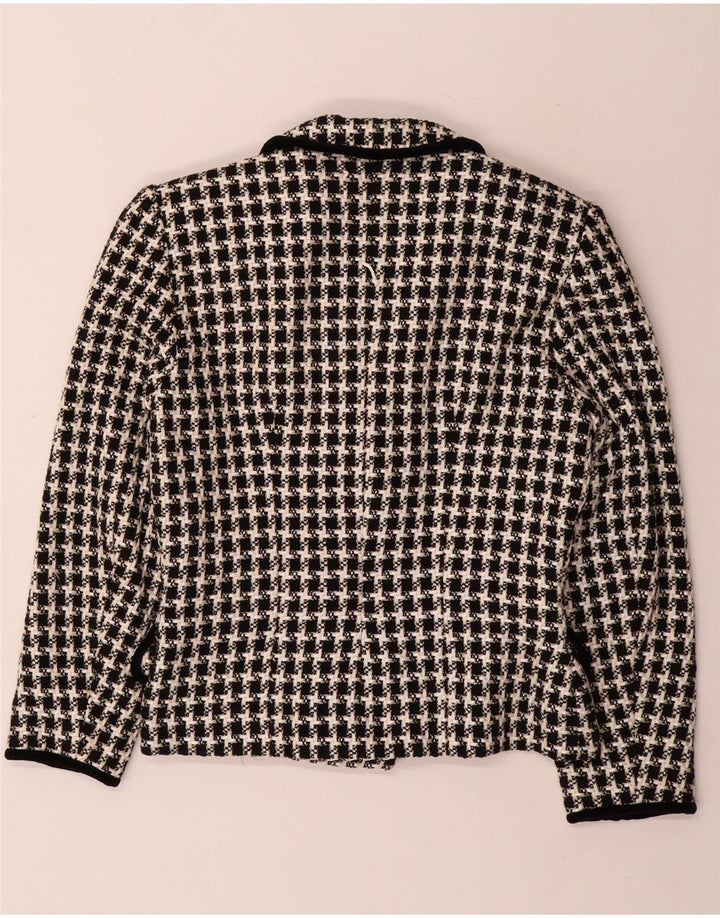 Jachetă vintage pentru femei cu piept dublu, UK 14, picior de găin mediu negru