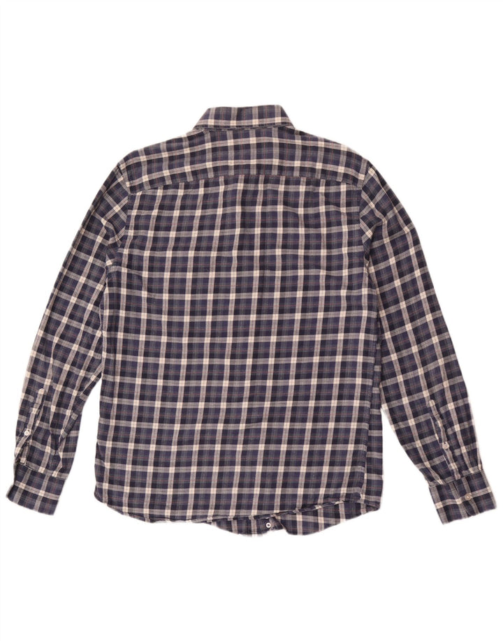 Cămașă de flanel pentru bărbați Reiss, de culoare mare, albastru bleumarin, din bumbac