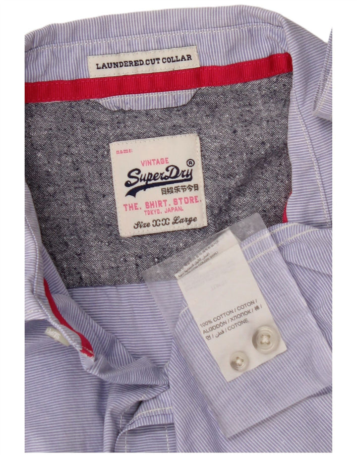 Cămașă pentru bărbați SUPERDRY 2XL, bumbac cu dungi albastre