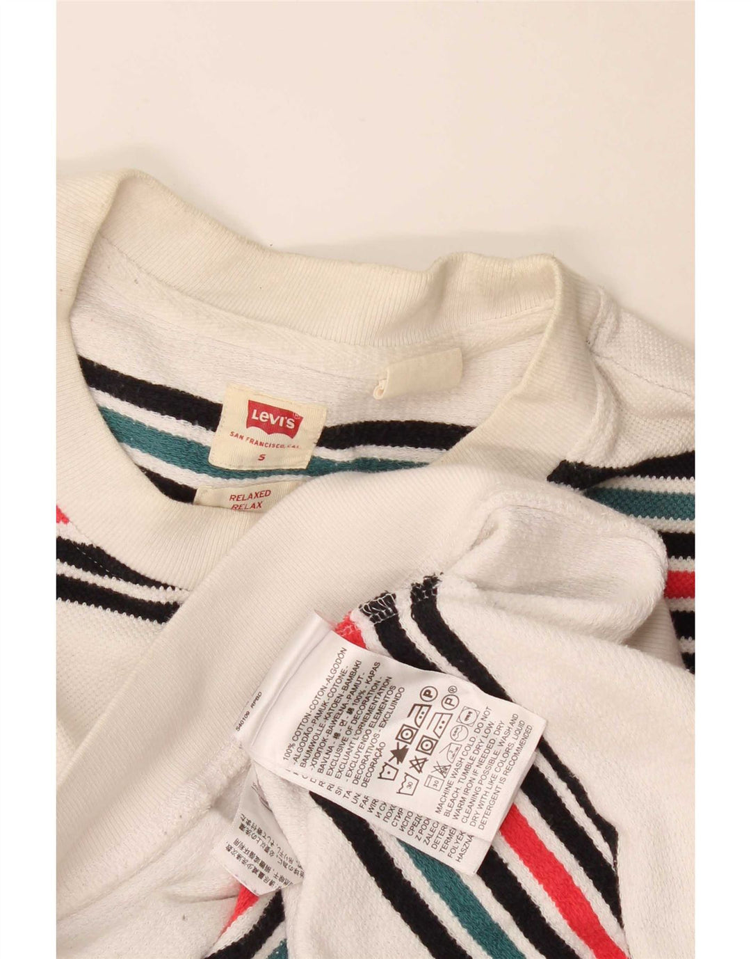 Hanorac relaxat pentru bărbați Levi's Pulover mic din bumbac cu dungi albe