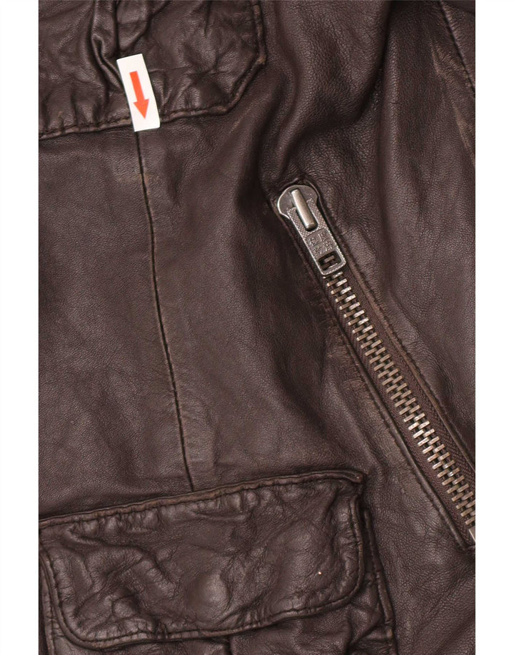 Jachetă militară din piele pentru bărbați Superdry UK 42 XL maro
