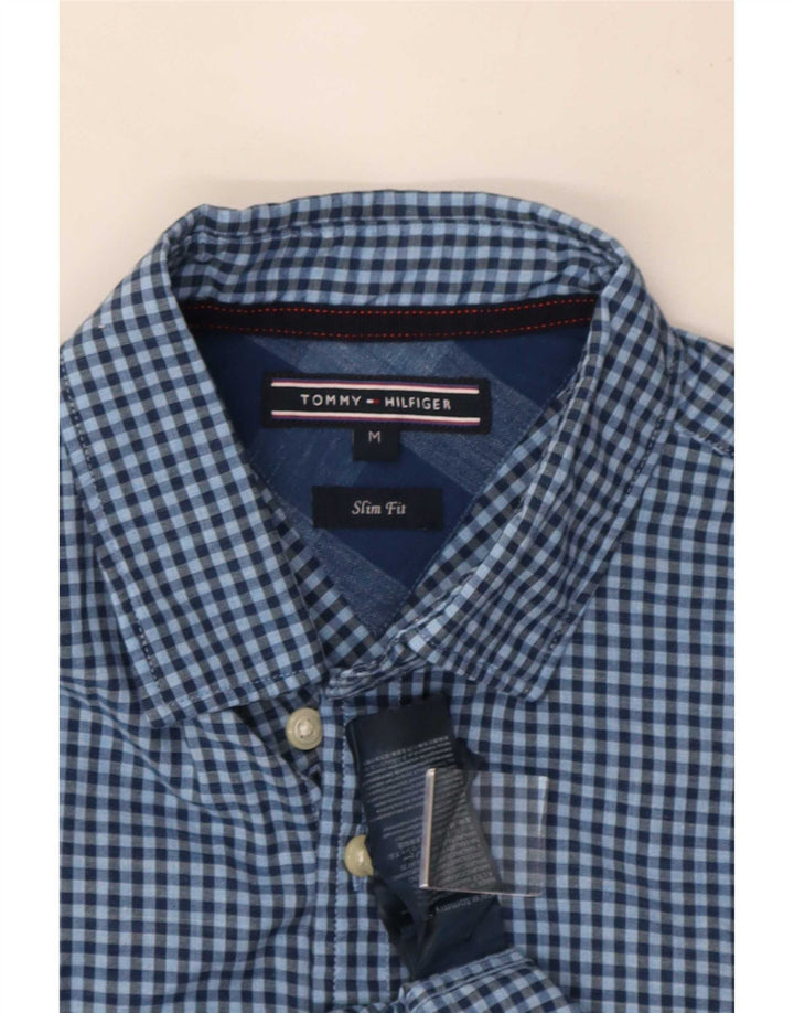 Cămașă Slim Fit Tommy Hilfiger pentru bărbați, din bumbac vichy albastru mediu