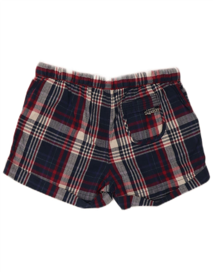 Pantaloni caldi pentru femei Superdry Mici W28 bleumarin din bumbac carouri