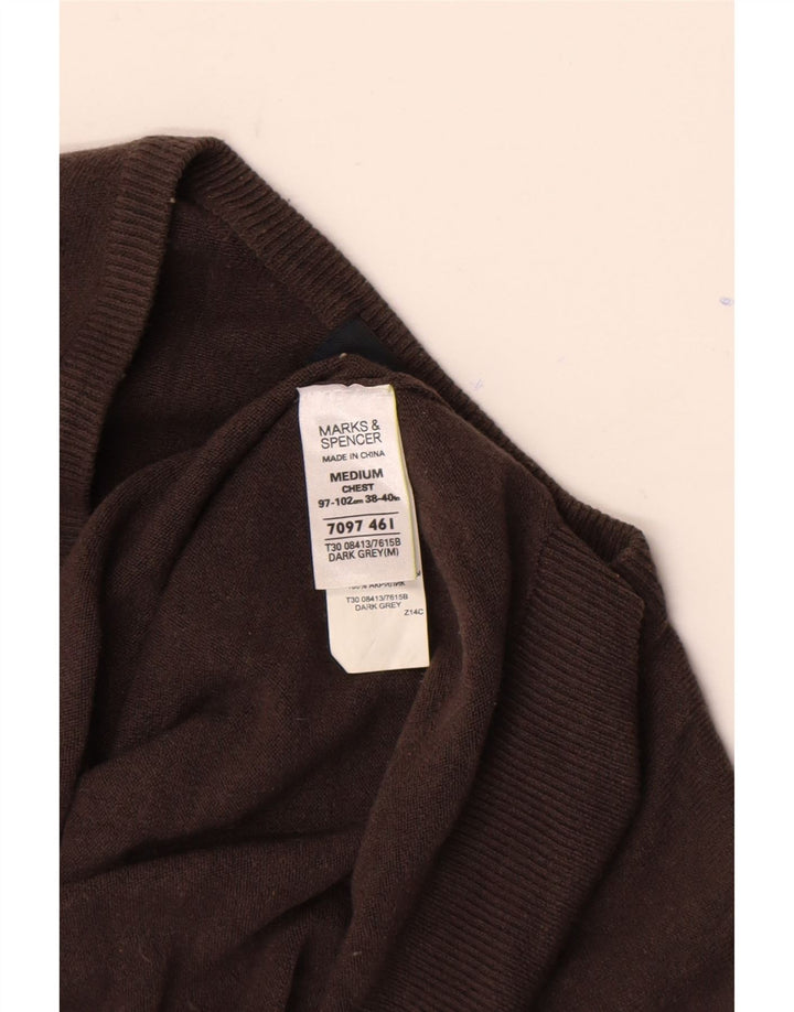 Pulover cu decolteu în V Blue Harbour pentru bărbați Marks & Spencer, maro mediu