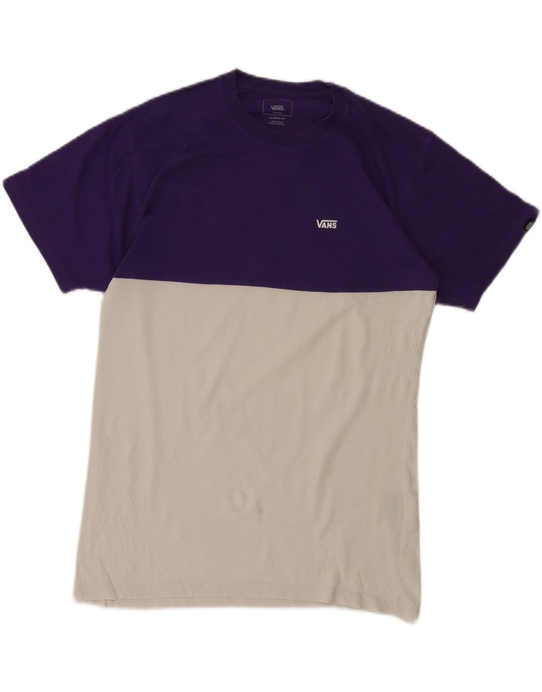 Tricou Vans Classic Fit pentru bărbați Top mediu alb din bumbac color bloc