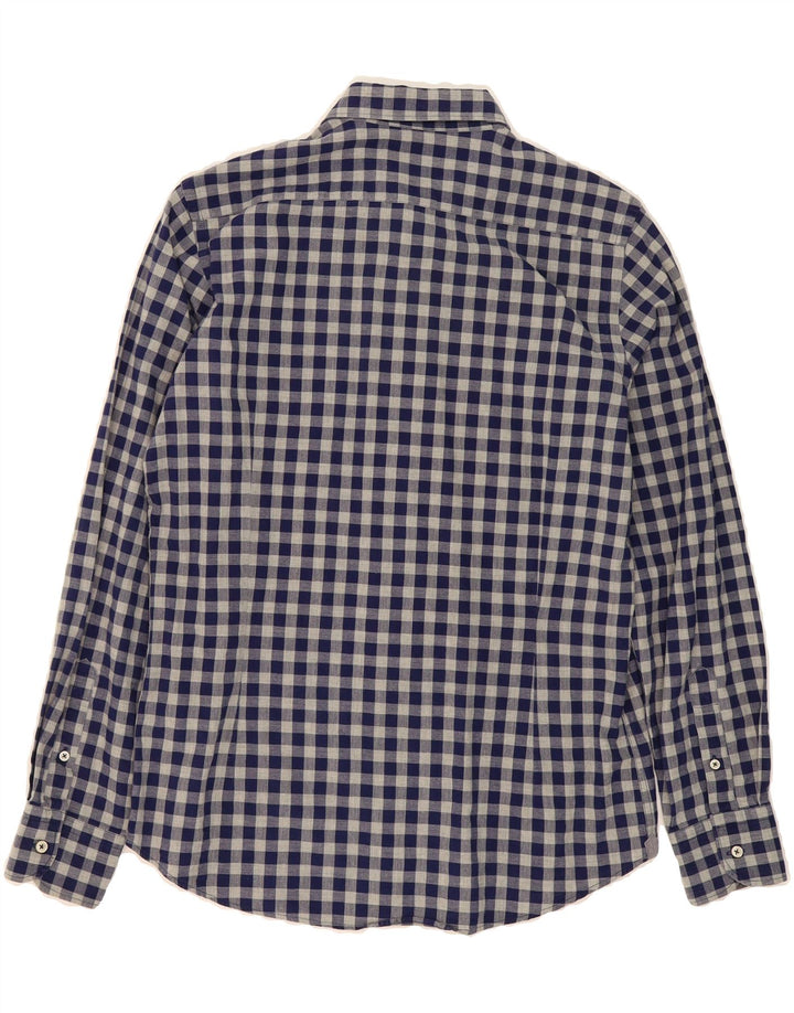 MASSIMO DUTTI Mens Slim Fit Shirt Medium Navy Blue Check Cotton Vintage Massimo Dutti and Second-Hand Massimo Dutti from Messina Hembry 