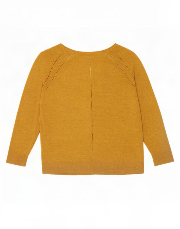 Pulover cardigan pentru femei Fat Face cu mâneci 3/4 UK 10 Bumbac galben mic