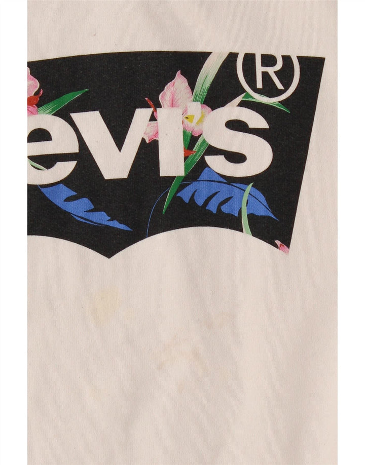 Pulover cu capotă cu grafică LEVI'S pentru femei UK 16 Large White