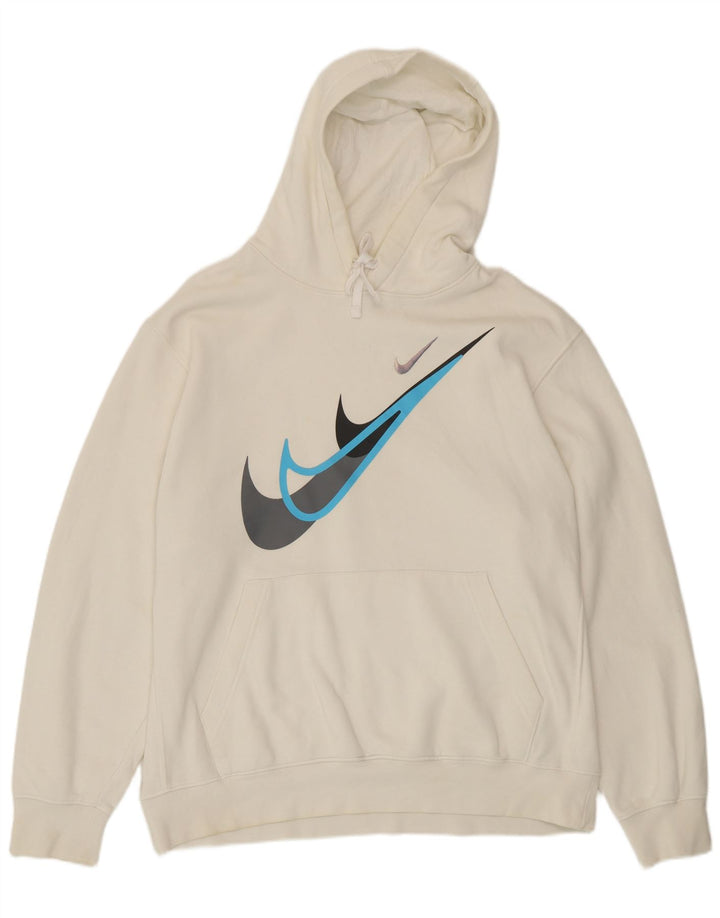 Pulover cu glugă grafic Nike pentru bărbați, mare, alb, din bumbac