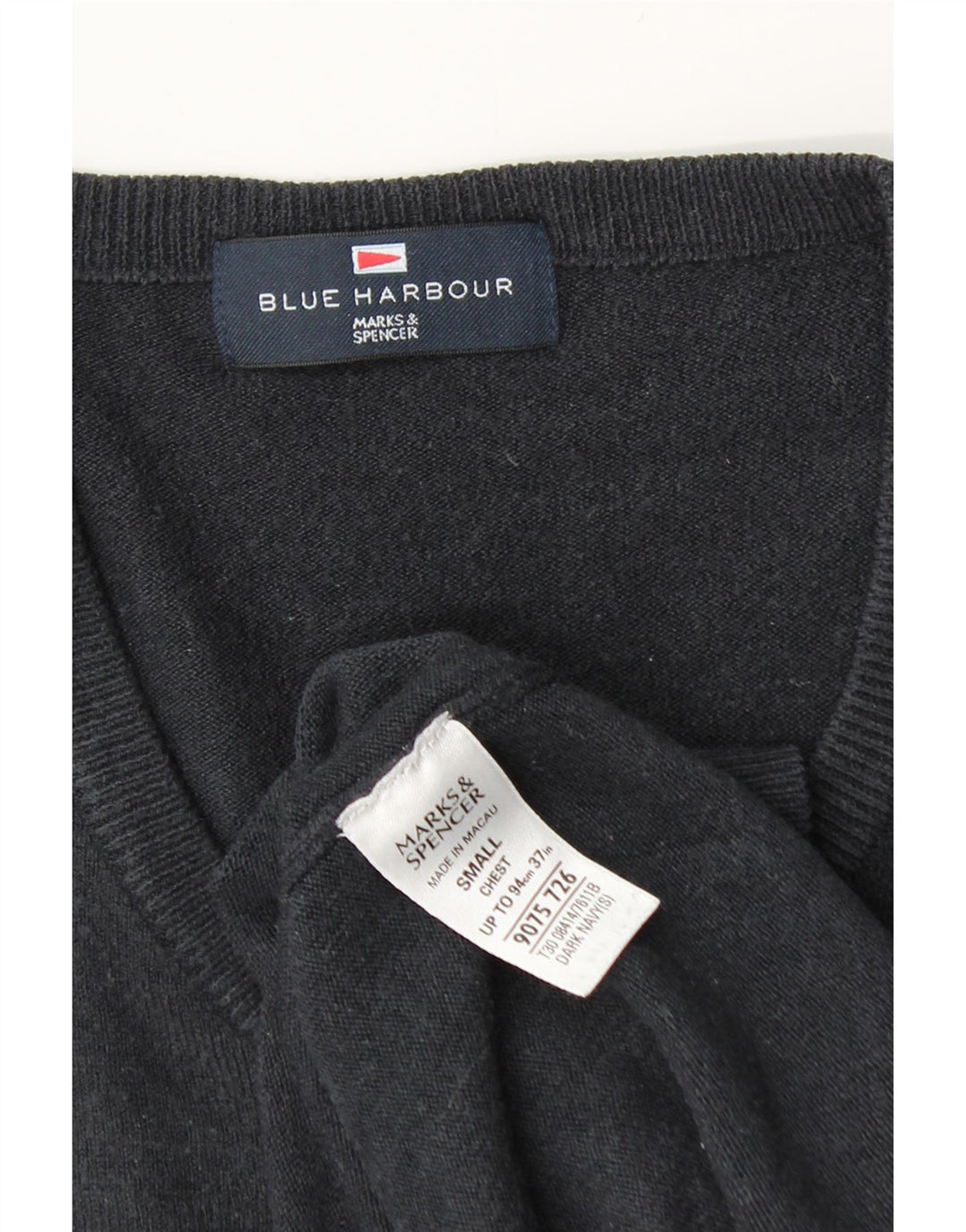 Pulover Marks & Spencer pentru bărbați, Blue Harbour, cu decolteu în V, mic, bleumarin