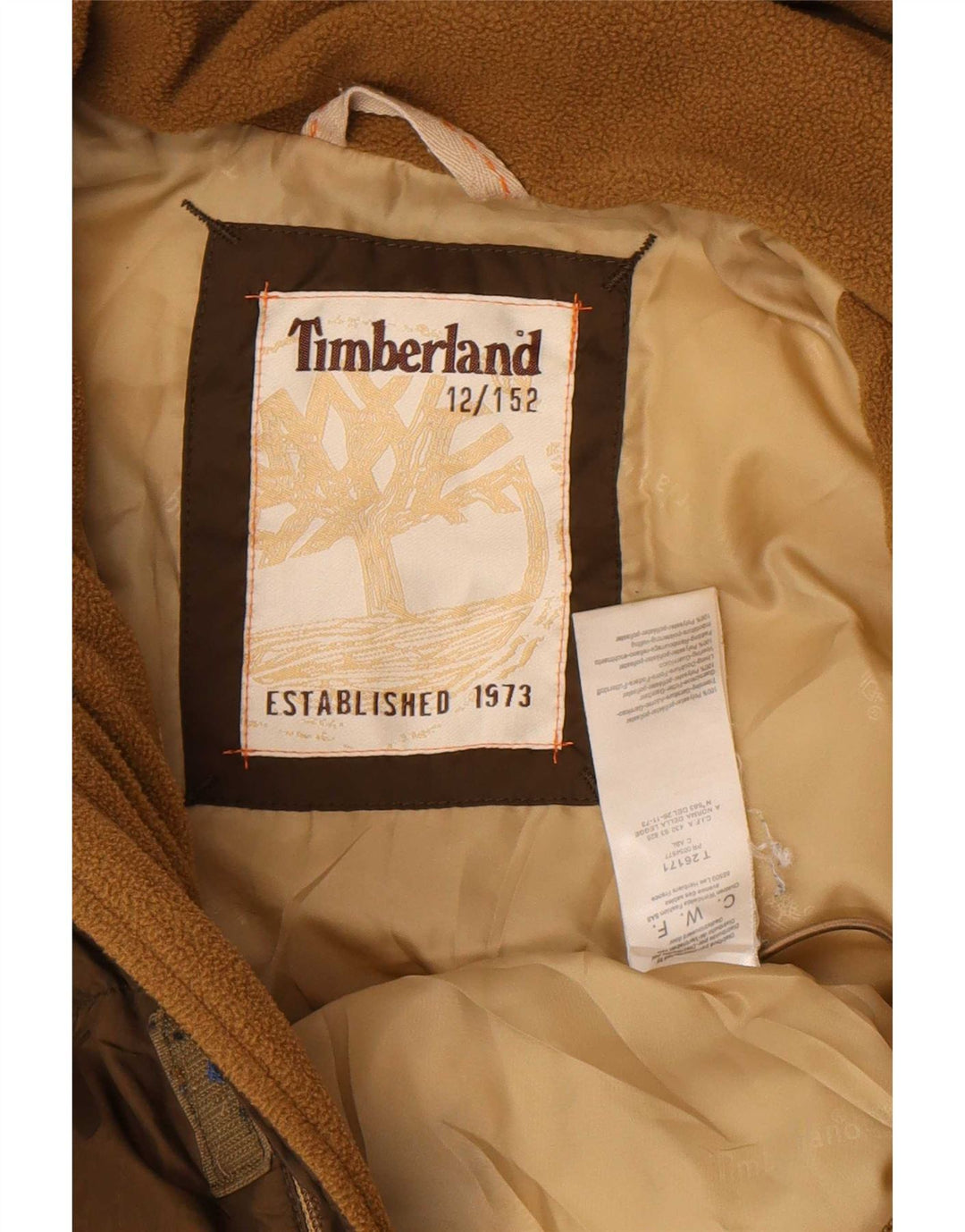 Jachetă căptușită cu glugă pentru băieți Timberland, 11-12 ani, maro, poliester