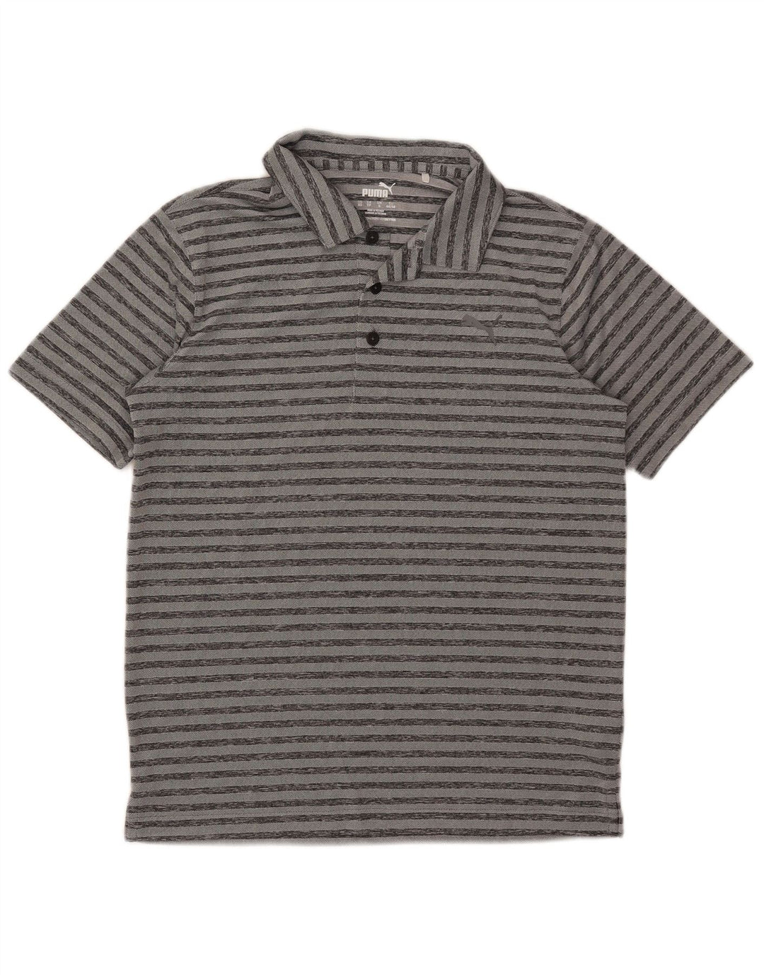 Tricou polo Puma pentru bărbați, poliester cu dungi, gri mic