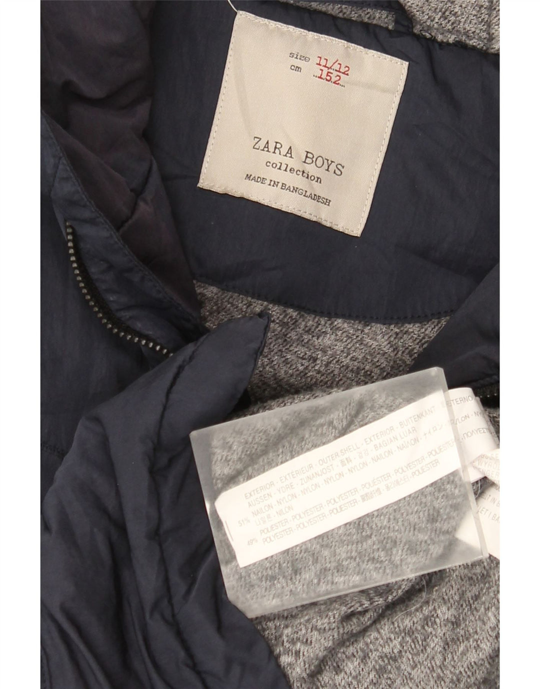 Jachetă parka cu glugă ZARA pentru băieți, 11-12 ani, nailon bleumarin
