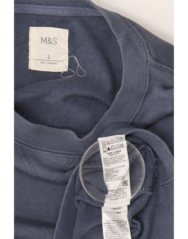 MARKS & SPENCER Mens Sweatshirt Jumper Large Blue Cotton Vintage Marks & Spencer and Second-Hand Marks & Spencer from Messina Hembry 