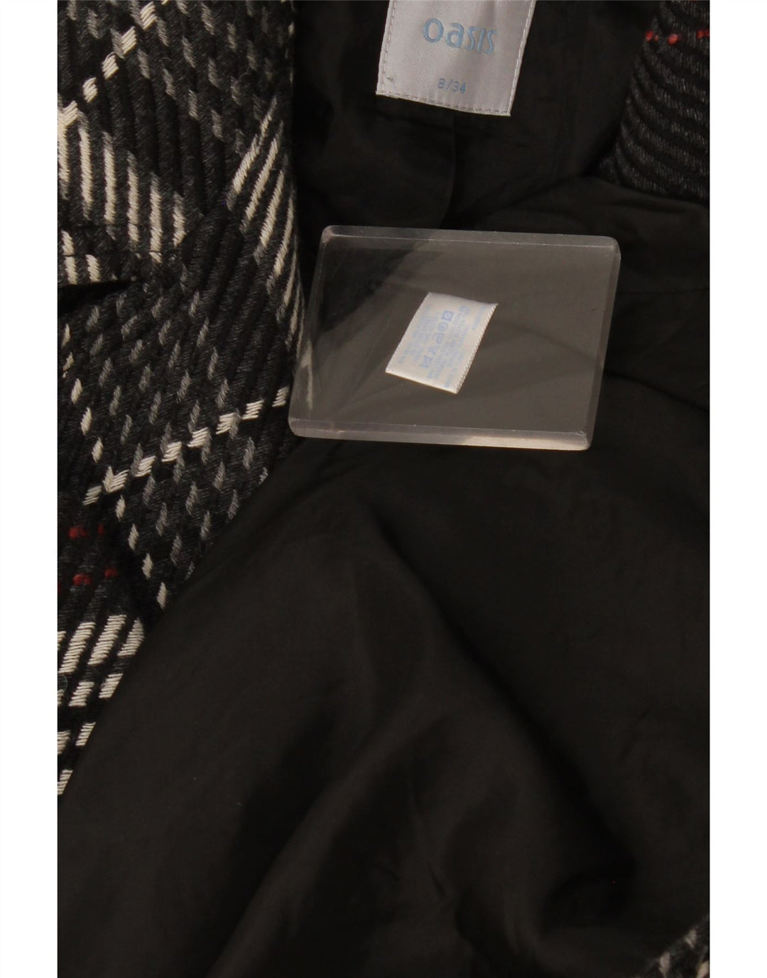 Pardesiu Oasis pentru femei UK 8 Small Black Check Wool