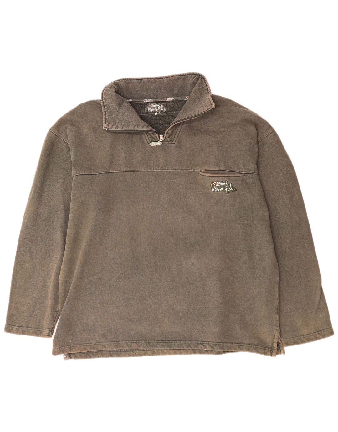 WEIRD FISH Hanorac cu fermoar pentru bărbați, XL, bumbac gri