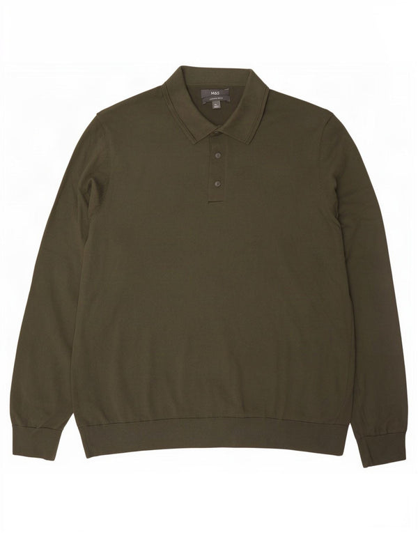 Marks & Spencer Pulover pentru bărbați cu gât polo XL bumbac kaki