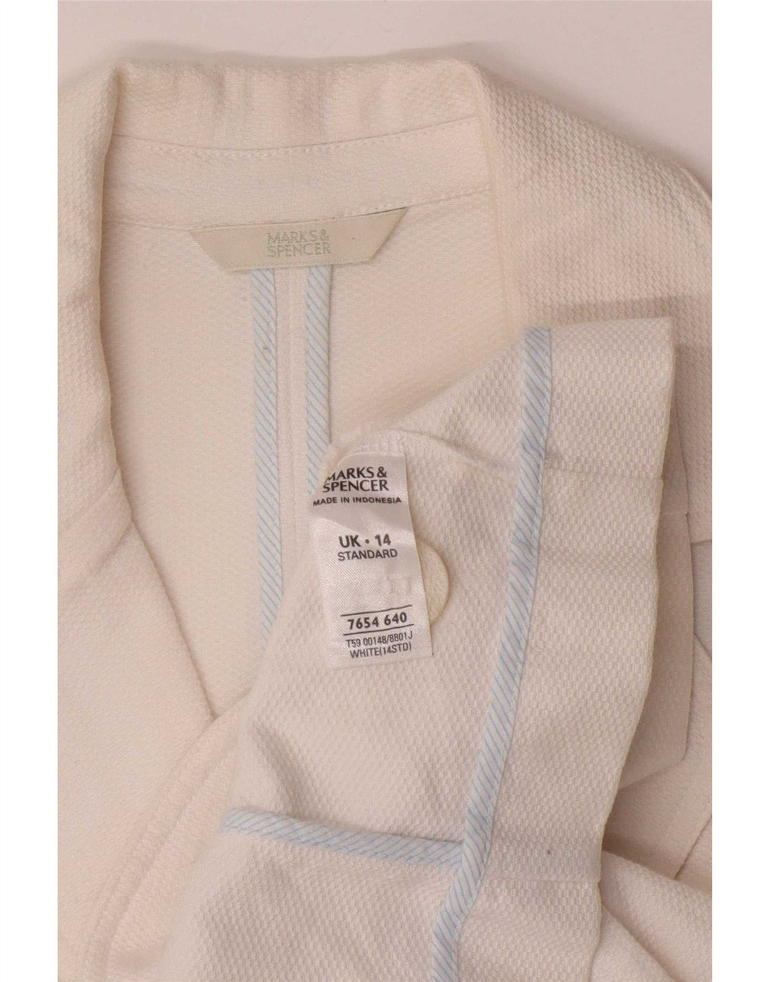 Jachetă pentru femei Marks & Spencer cu mâneci 3/4 și 2 nasturi, alb mediu, UK 14