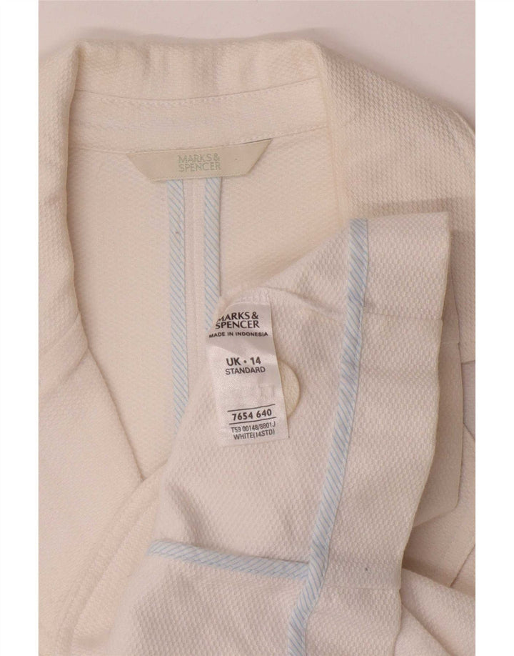 Jachetă pentru femei Marks & Spencer cu mâneci 3/4 și 2 nasturi, alb mediu, UK 14