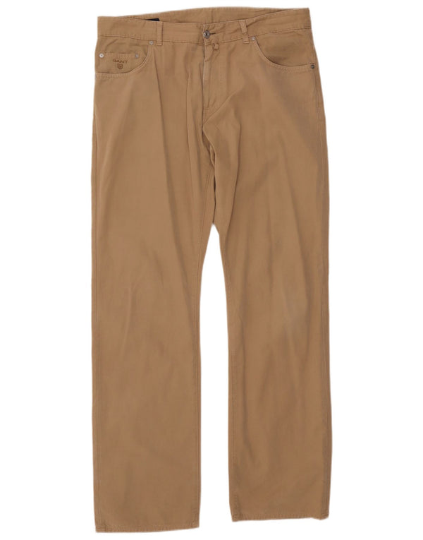 Pantaloni casual drepti pentru femei GANT L36 L34 bumbac bej