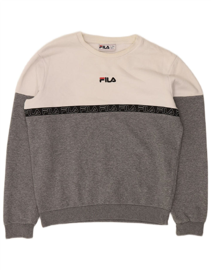 Pulover pentru bărbați FILA, cu grafică, din bumbac color bloc, gri mic
