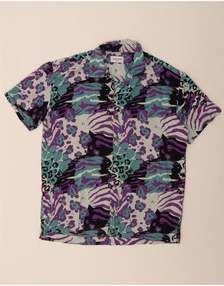 JACK & JONES Cămașă cu mânecă scurtă pentru bărbați cu imprimeu animal multicolor mare