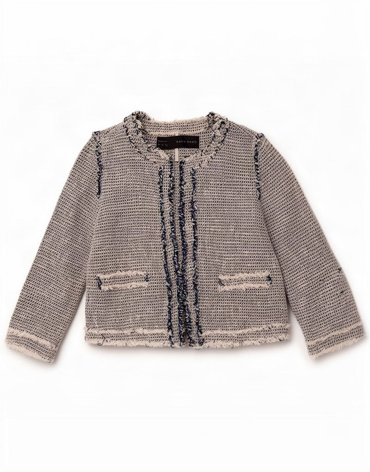 Blazer pentru femei Zara UK 12, bumbac, gri mediu
