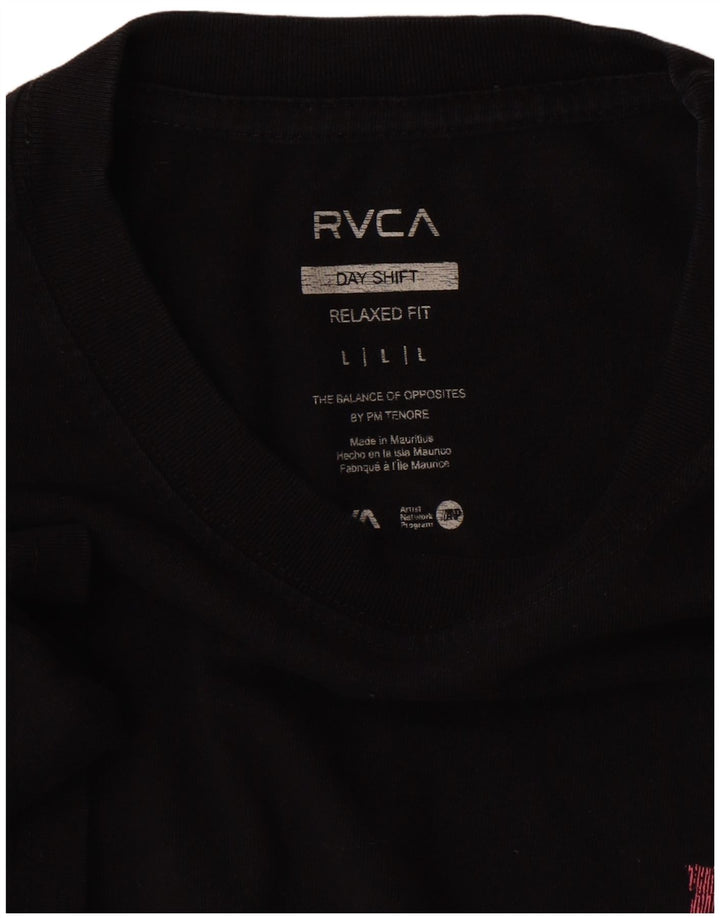 RVCA Tricou cu grafică relaxat pentru bărbați Top mare negru