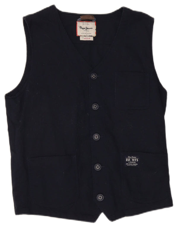 PEPE Jeans Mens Waistcoat Medium Navy Blue Cotton