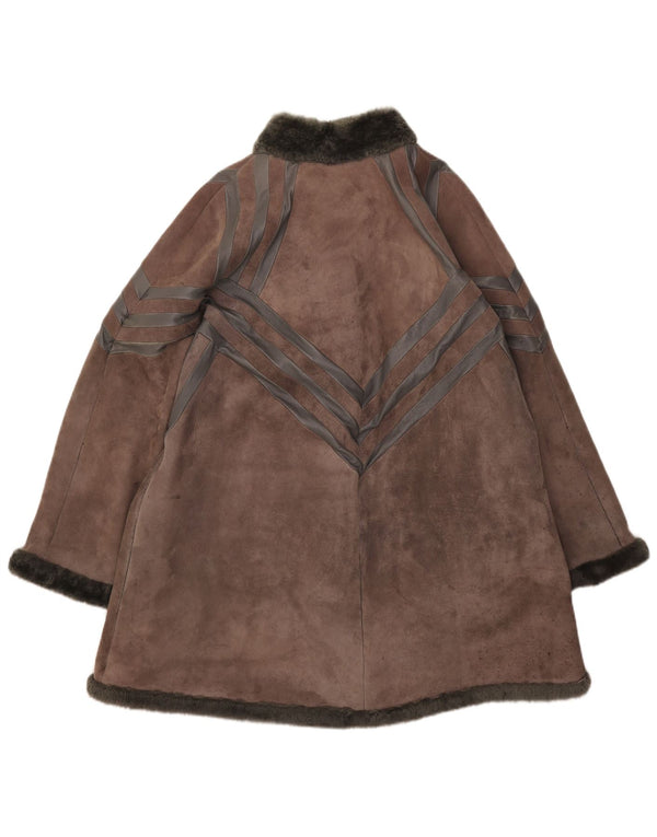 Palton vintage pentru femei din shearling UK 14 gri mediu