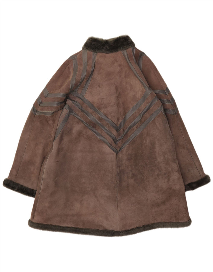 Palton vintage pentru femei din shearling UK 14 gri mediu