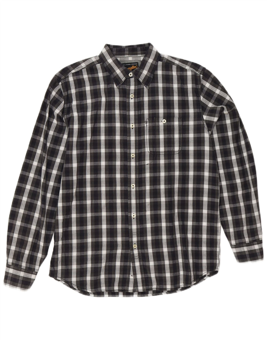 Cămașă pentru bărbați Wrangler, bumbac cu carouri negru mediu